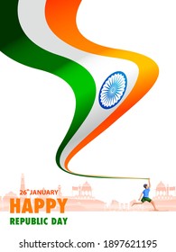 easy to edit vector illustration of Happy Republic Day of India tricolor Sale and Promotion background for 26 January advertisement