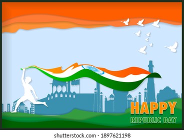 fácil de editar ilustración vectorial del Día de la República Feliz de la India tricolor Venta y promoción de fondo para el anuncio del 26 de enero