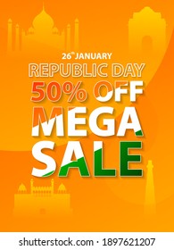 easy to edit vector illustration of Happy Republic Day of India tricolor Sale and Promotion background for 26 January advertisement