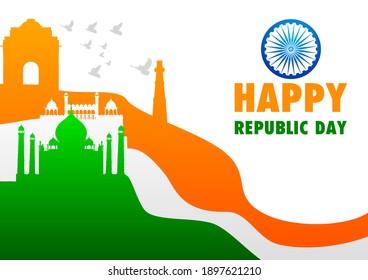 easy to edit vector illustration of Happy Republic Day of India tricolor Sale and Promotion background for 26 January advertisement