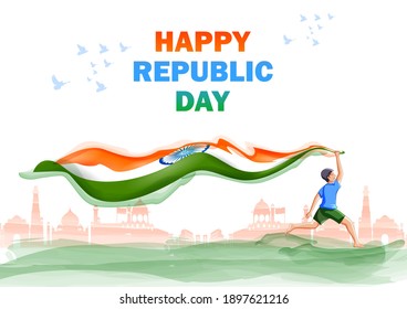 easy to edit vector illustration of Happy Republic Day of India tricolor Sale and Promotion background for 26 January advertisement