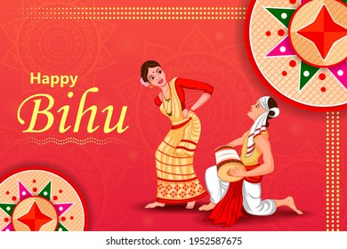 easy to edit vector illustration of Happy Bihu festival of Assam celebrated for Happy New Year of Assamese