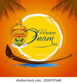 easy to edit vector illustration of Happy Onam  holiday for South India festival background