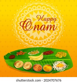 easy to edit vector illustration of Happy Onam  holiday for South India festival background