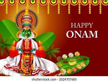fácil de editar ilustración vectorial de los antecedentes del festival Happy Onam para el sur de India