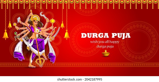 easy to edit vector illustration of Happy Durga Puja India festival holiday background