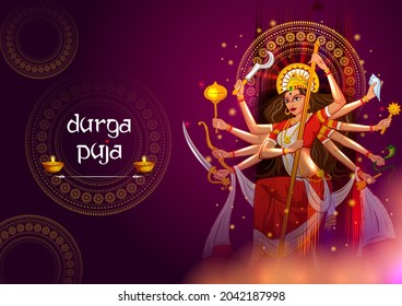 easy to edit vector illustration of Happy Durga Puja India festival holiday background