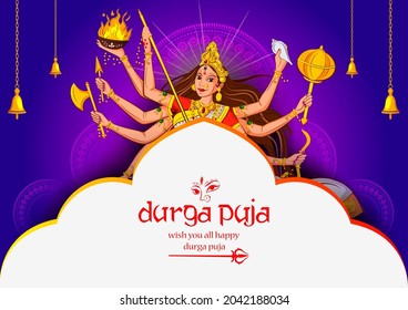 easy to edit vector illustration of Happy Durga Puja India festival holiday background