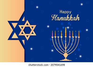 easy to edit vector illustration of Happy Hanukkah for Israel Festival of Lights celebration