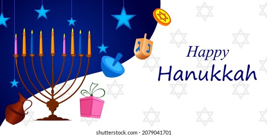 easy to edit vector illustration of Happy Hanukkah for Israel Festival of Lights celebration