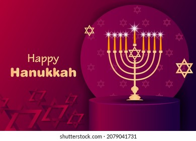 easy to edit vector illustration of Happy Hanukkah for Israel Festival of Lights celebration