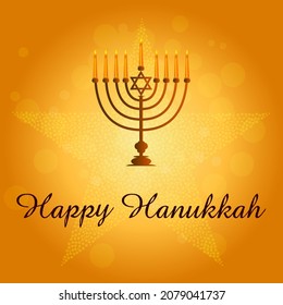 easy to edit vector illustration of Happy Hanukkah for Israel Festival of Lights celebration