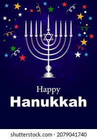 easy to edit vector illustration of Happy Hanukkah for Israel Festival of Lights celebration