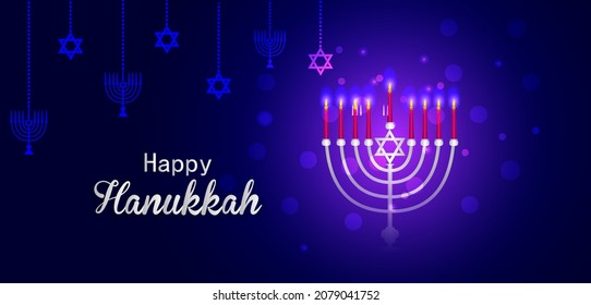 easy to edit vector illustration of Happy Hanukkah for Israel Festival of Lights celebration