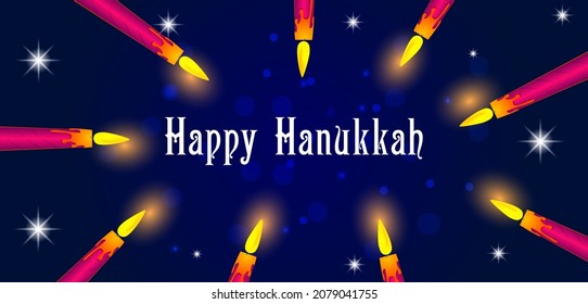 easy to edit vector illustration of Happy Hanukkah for Israel Festival of Lights celebration