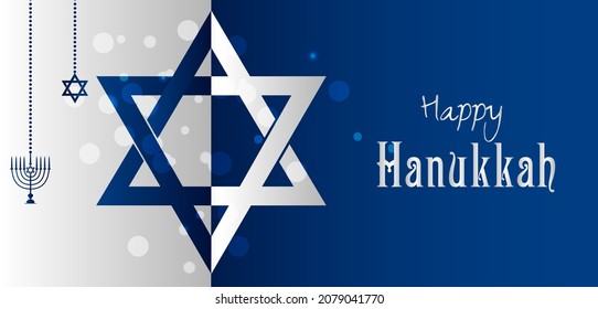 easy to edit vector illustration of Happy Hanukkah for Israel Festival of Lights celebration