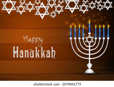 easy to edit vector illustration of Happy Hanukkah for Israel Festival of Lights celebration