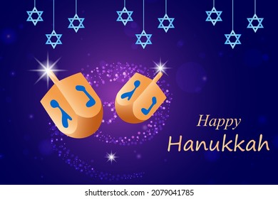 leicht zu bearbeiten Vektorgrafik von Happy Hanukkah für Israel Festival of Lights Feier