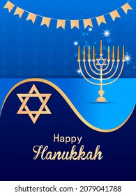 easy to edit vector illustration of Happy Hanukkah for Israel Festival of Lights celebration
