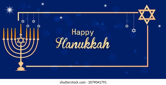 easy to edit vector illustration of Happy Hanukkah for Israel Festival of Lights celebration