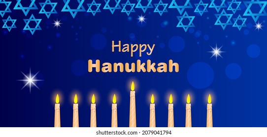 easy to edit vector illustration of Happy Hanukkah for Israel Festival of Lights celebration