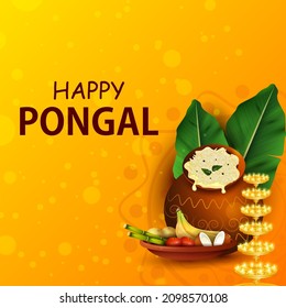 easy to edit vector illustration of Happy Pongal festival of Tamil Nadu India background