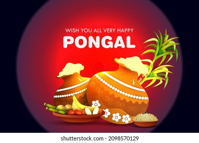 easy to edit vector illustration of Happy Pongal festival of Tamil Nadu India background