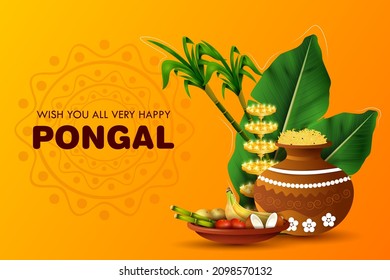 easy to edit vector illustration of Happy Pongal festival of Tamil Nadu India background