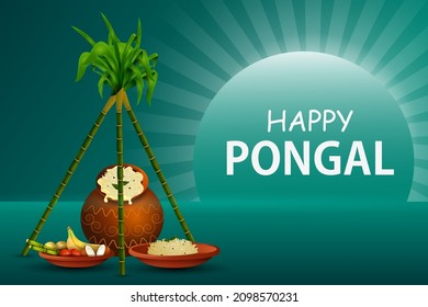 easy to edit vector illustration of Happy Pongal festival of Tamil Nadu India background
