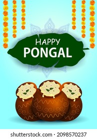 easy to edit vector illustration of Happy Pongal festival of Tamil Nadu India background