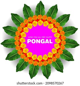 easy to edit vector illustration of Happy Pongal festival of Tamil Nadu India background