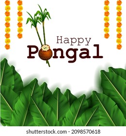 easy to edit vector illustration of Happy Pongal festival of Tamil Nadu India background