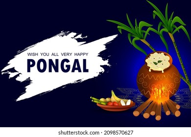 leicht zu bearbeitende Vektorgrafik des Happy Pongal Festivals von Tamil Nadu Indien Hintergrund
