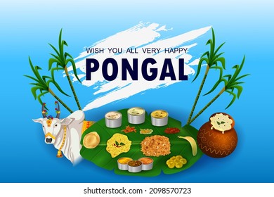 leicht zu bearbeitende Vektorgrafik des Happy Pongal Festivals von Tamil Nadu Indien Hintergrund