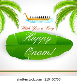 easy to edit vector illustration of Happy Onam background with boat racing
