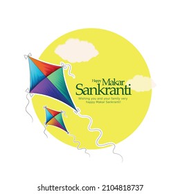 easy to edit vector illustration of Happy Makar Sankranti background with colorful kite