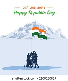 Einfach zu bearbeiten Vektorgrafik von Happy Republic Day of India, trifarbiger Hintergrund für den 26. Januar 