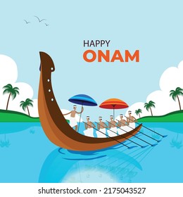Easy to edit vector illustration of Happy Onam holiday for South India festival background 