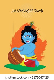 Einfach zu bearbeiten, Vektorgrafik von Happy Krishna Janmashtami Hintergrund 
