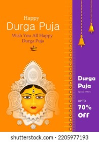 easy to edit vector illustration of Happy Durga Puja India festival holiday background
