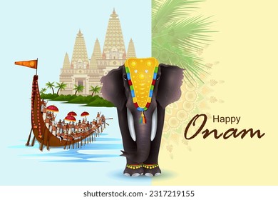 easy to edit vector illustration of Happy Onam  holiday for South India festival background