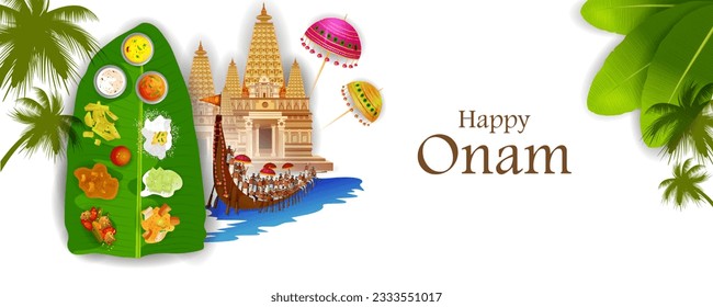 easy to edit vector illustration of Happy Onam holiday for South India festival background