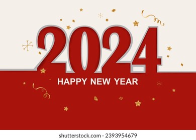 fácil de editar ilustración vectorial de Feliz Año Nuevo 2024 desea fondo estacional de saludo