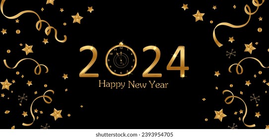 easy to edit vector illustration of Happy New Year 2024 wishes seasonal greeting background