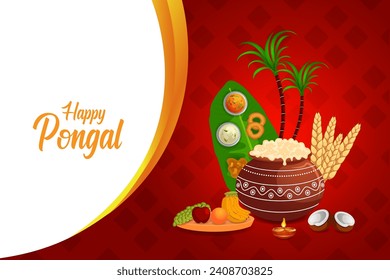 easy to edit vector illustration of Happy Pongal festival of Tamil Nadu India background