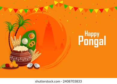 leicht zu bearbeitende Vektorgrafik des Happy Pongal Festivals von Tamil Nadu Indien Hintergrund