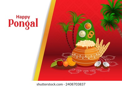 easy to edit vector illustration of Happy Pongal festival of Tamil Nadu India background