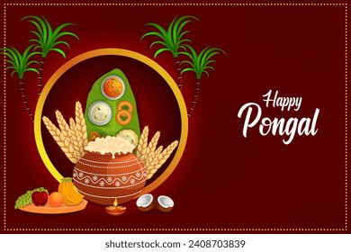 easy to edit vector illustration of Happy Pongal festival of Tamil Nadu India background