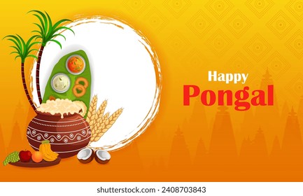 fácil de editar ilustración vectorial del festival Happy Pongal de fondo de Tamil Nadu India