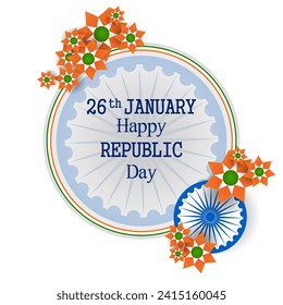 easy to edit vector illustration of Happy Republic Day of India tricolor background for 26 January